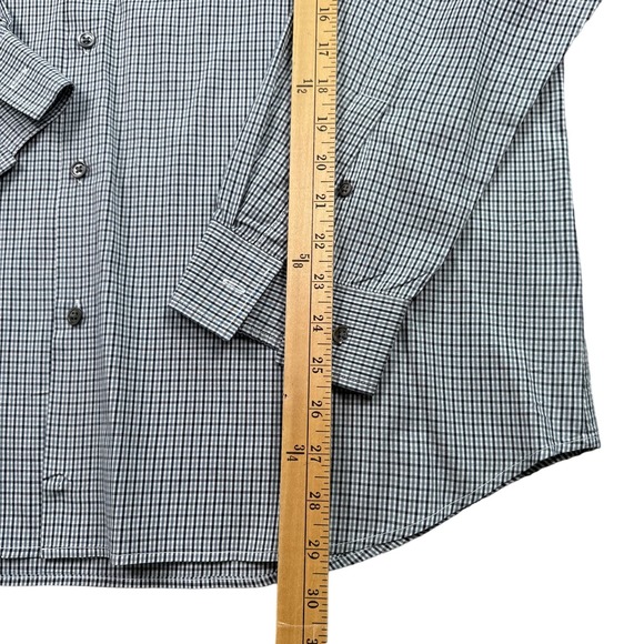 Theory Men's XXL Gray/Black Brushed Gingham‎ Long Sleeve Shirt - Picture 4 of 7